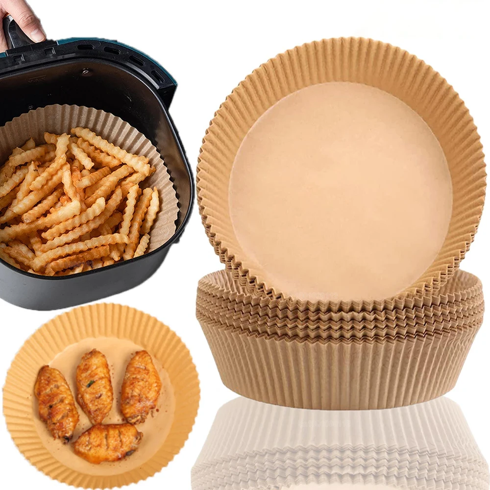 25-50 Pz Friggitrice Ad Aria Carta Usa E Getta Antiaderente Airfryer Carte Da Forno 16Cm Tondo Aria-Friggitrice Fodere Di Carta Accessori Da Cucina Di