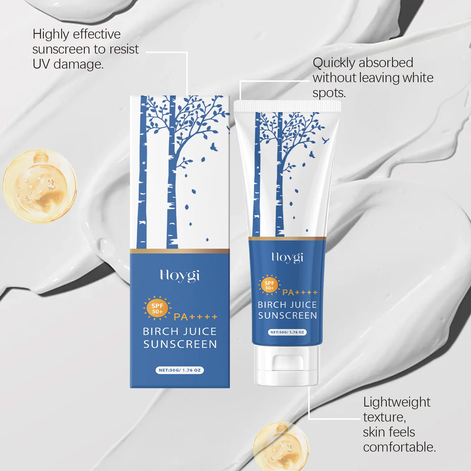 Birch Juice Sunscreen SPF50+ PA+++ Body Whitening Sun Cream UV Protection Refreshing Oil-Control Anti-Sun Moisturizing Sunblock