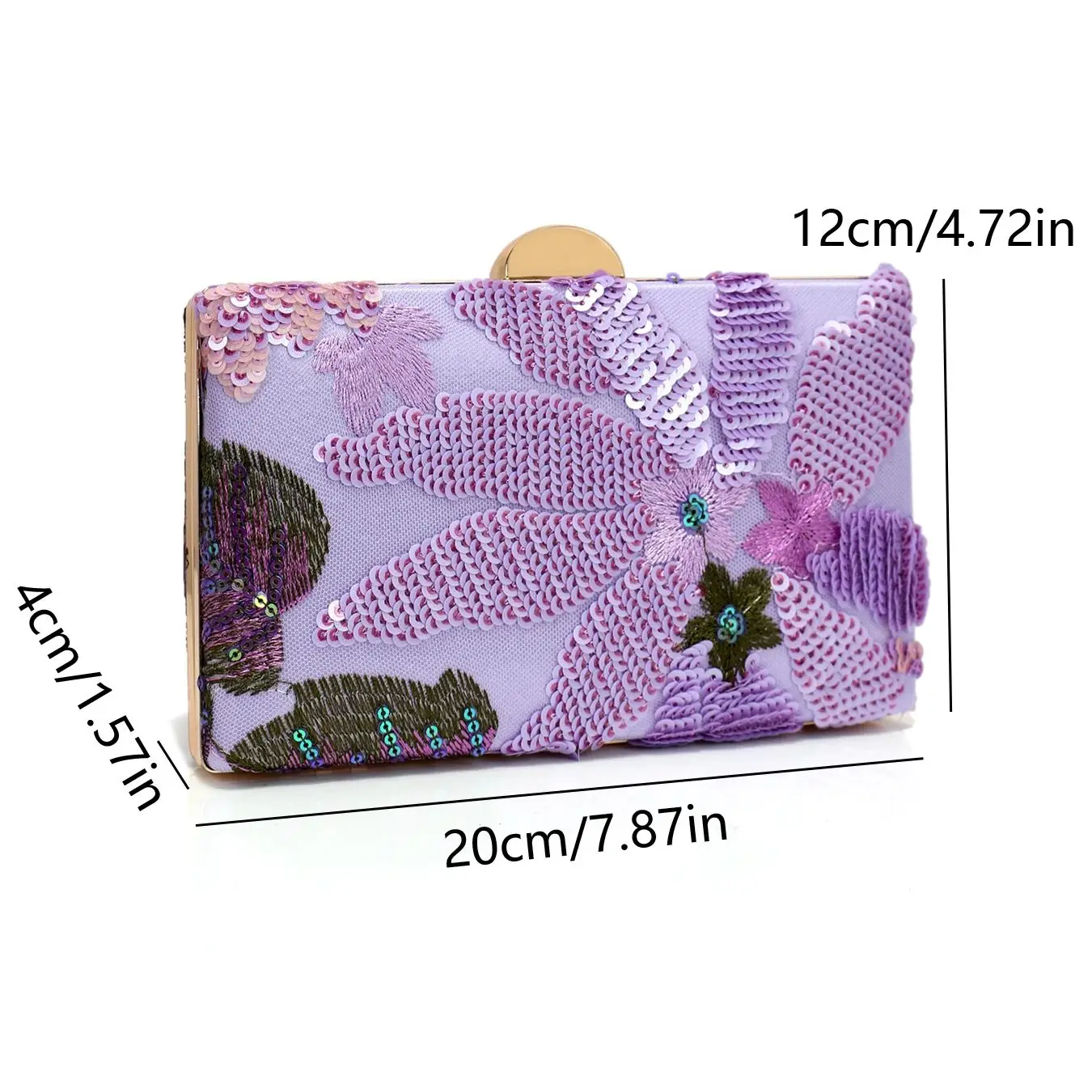 Purple Embroidered Ladies Square Box Bag for Parties