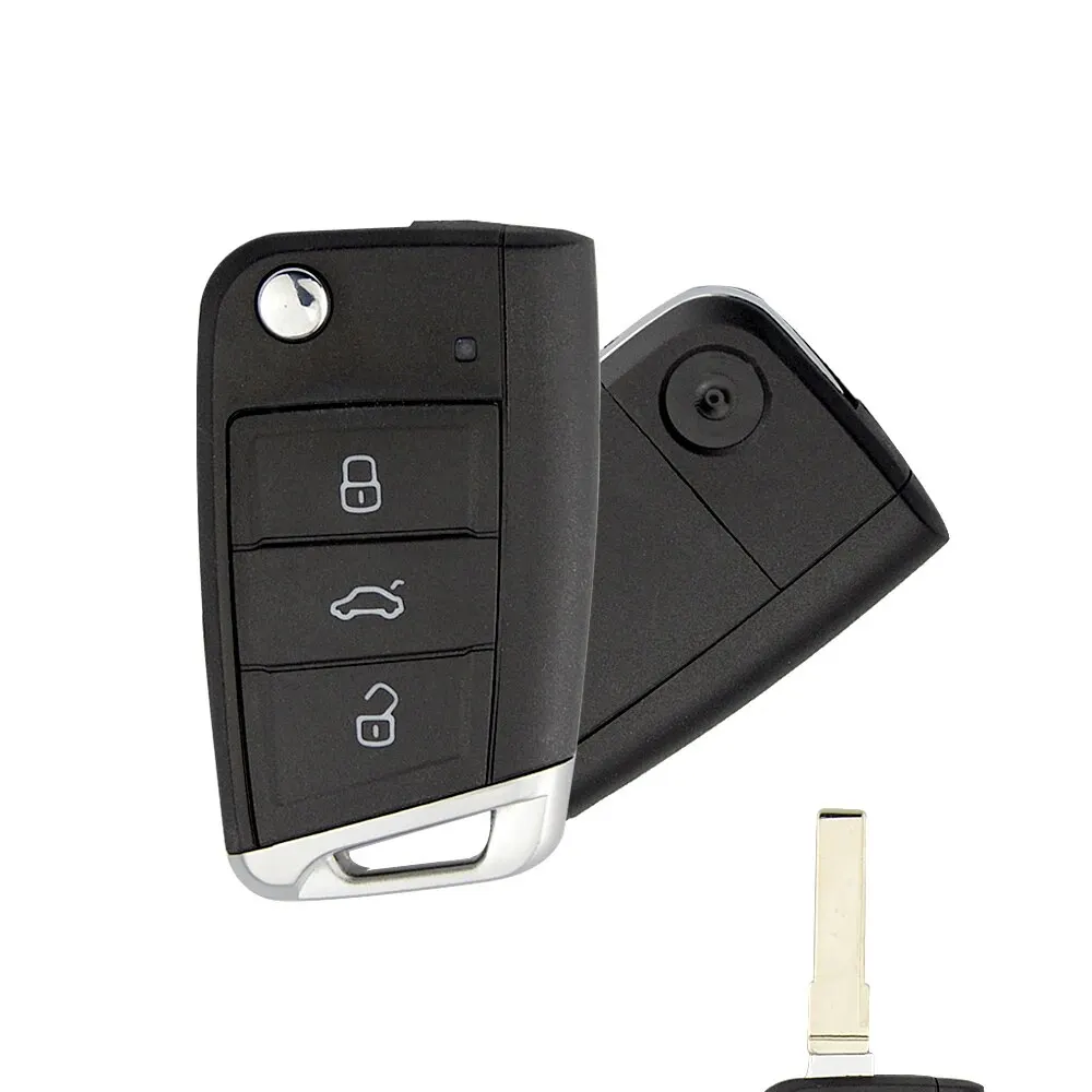 Remote Car Key Shell Case 3 Buttons Metal Edge For Volkswagen VW Golf 7 GTI MK7 Skoda Octavia A7 Seat key case