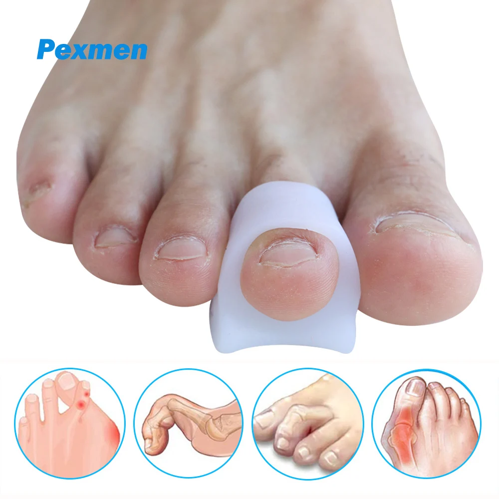 

Pexmen 2/4/10Pcs Gel Toe Separators Toe Spacers Bunion Corrector for Overlapping Hallux Valgus and Hammertoe for Men and Women