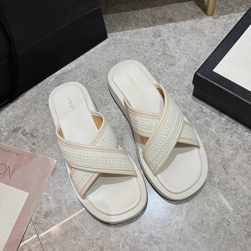 

Women Sandals Summer 2023 braided platform Sandals Female Casual shoes of women socofy Retro Sandalis woman