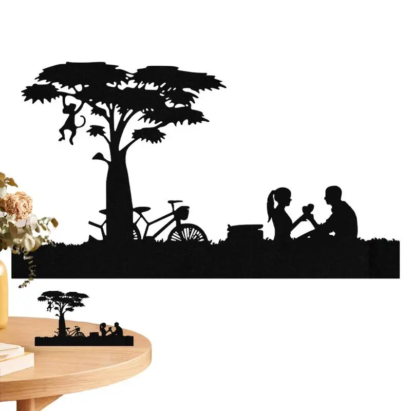 

Romantic Black Silhouette Couple Metal Candle Stand Holder Romantic Tabletop Ornament Candles Holders Decor For Valentine's Day