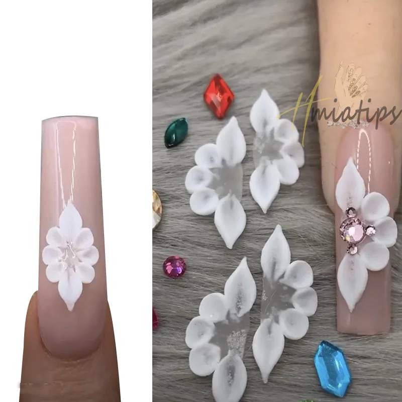 3D 수제 아크릴 꽃 네일 참, 여름 꽃 디자이너 네일 아트 액세서리, 매니큐어 DIY 공예