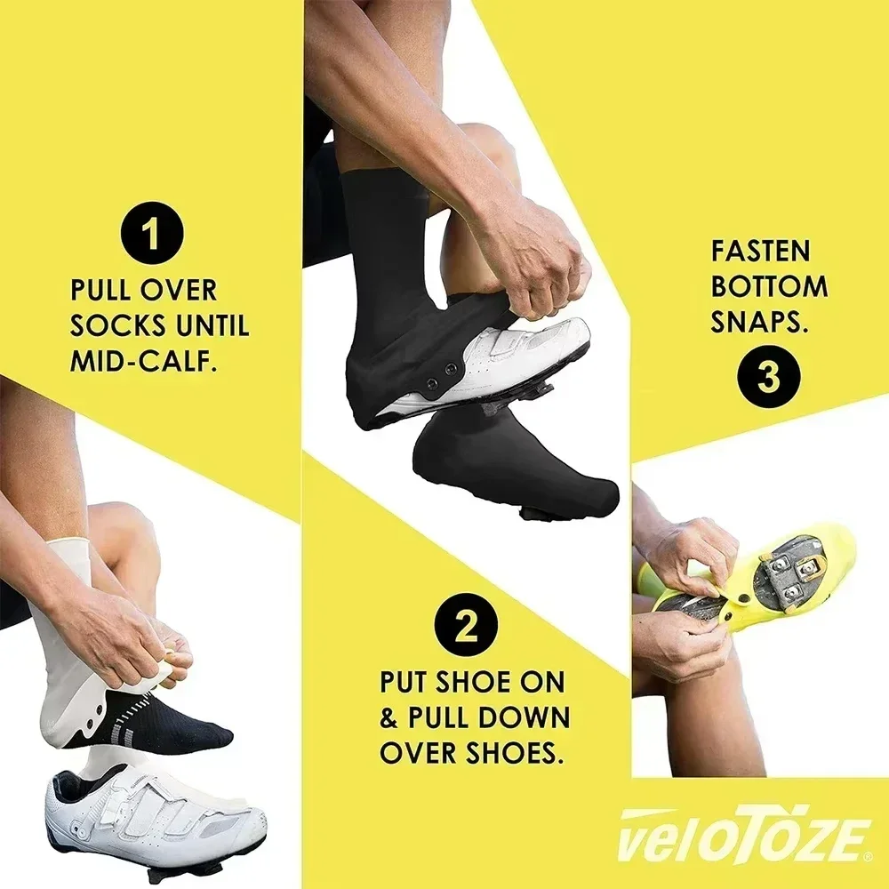 Tall Silicone Shoe Cover - Waterproof and Windproof Aero Fabric for Road Cycling, Reusable and Snap-On Design