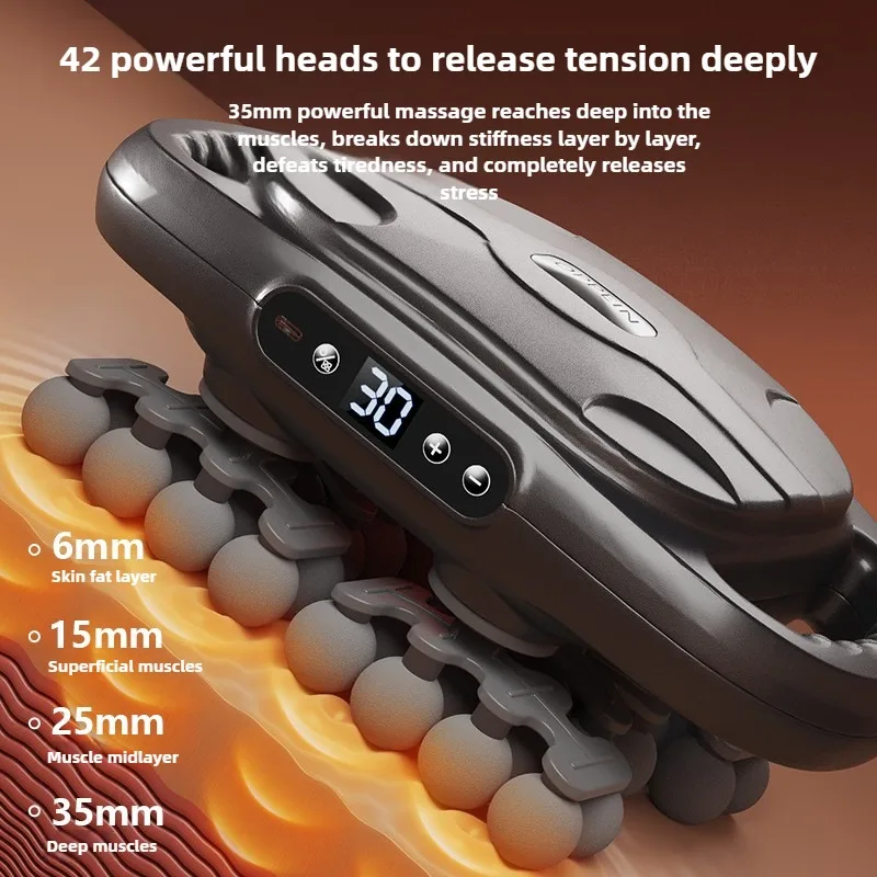 42 Head Fascia Gun Muscle Massager Back Cervical Vertebra Electric Massage Gun Multifunctional Large area Relaxation Waist
