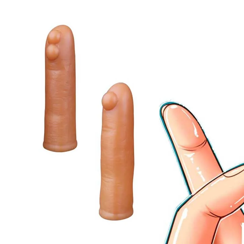 Double Finger Sleeve Reusable Safe Anal Prostata G Spot Massage Liquid Silicone SM Exotic Sex Toys for Couple Adult Masturbation