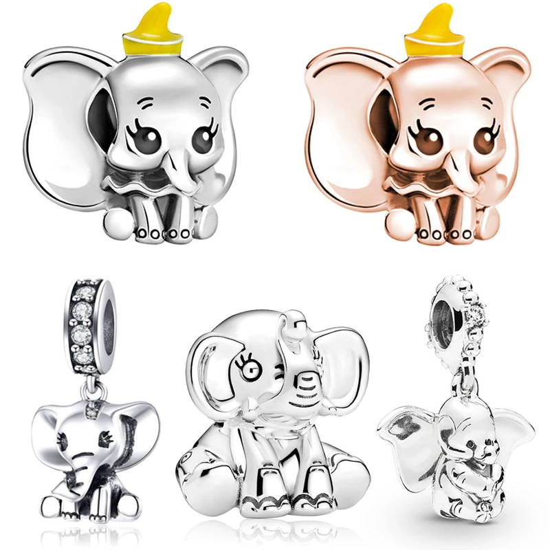 Pulsera con dijes de Dumbo de dibujos animados para mujer, cuentas de elefante volador de Anime de Disney para Berloque, accesorio DIY, compatible con Pandora| | - AliExpress