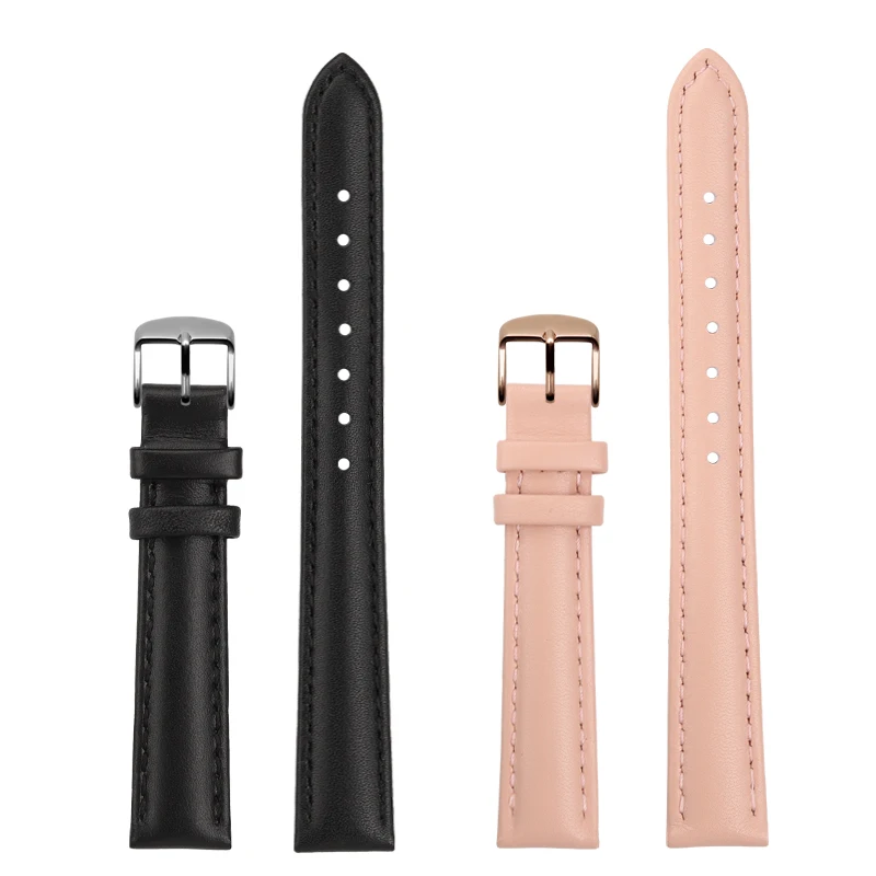 Elegant Genuine Leather Strap for Garmin Lily 2 Women's Smartwatch - 14mm Quick Release in Pink White