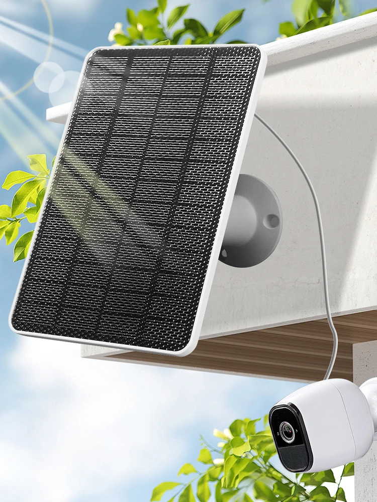 10W Solar Panel Charger Wall Mount Solar Panel Kit 360 Adjustable Bracket IP65 Waterproof for Wireless Outdoor Security Camera