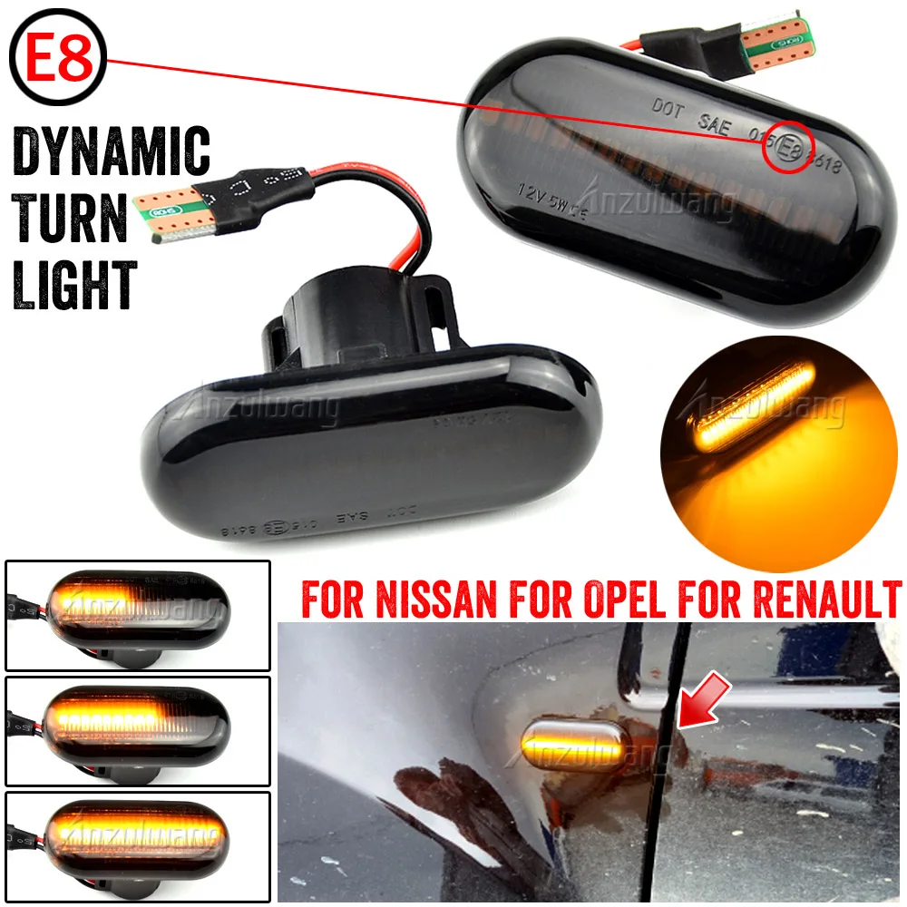 2X Led Indicatore Di Direzione Laterale Dinamico Per Nissan Opel Smart Fortwo Renault Clio 1 2 Kangoo Megane Espace Twingo Master