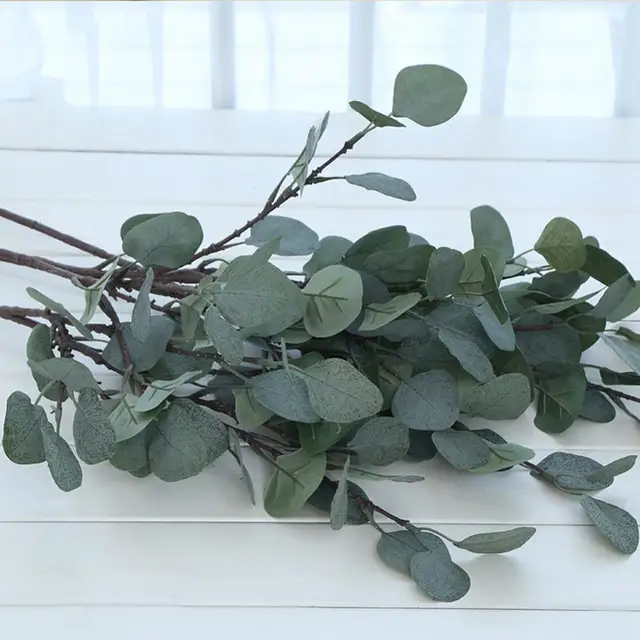 1 Db Mesterséges Eukaliptusz Növényzet Esküvői Dekoráció Növény Barkács Menyasszonyi Koszorú - Image 3