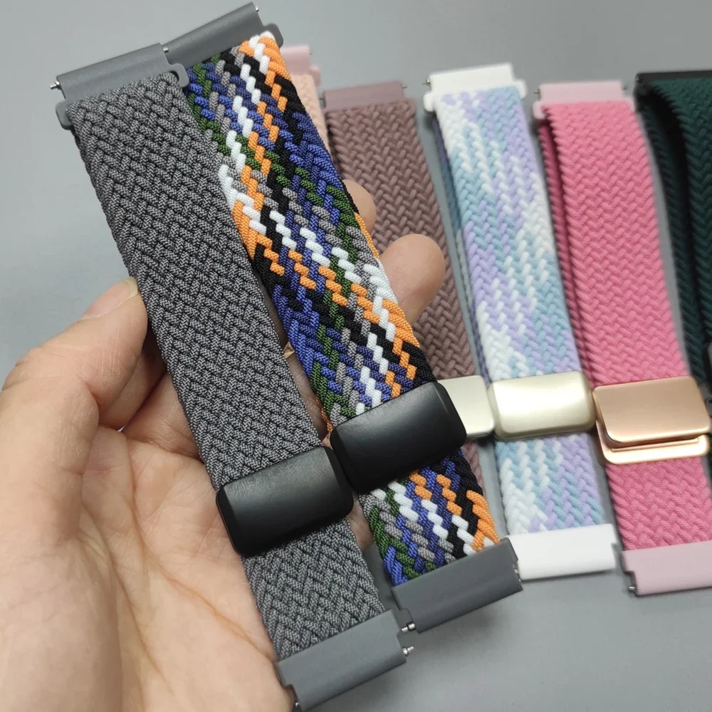 Adjustable Magnetic Braided Nylon Watch Band, 20/22mm Strap