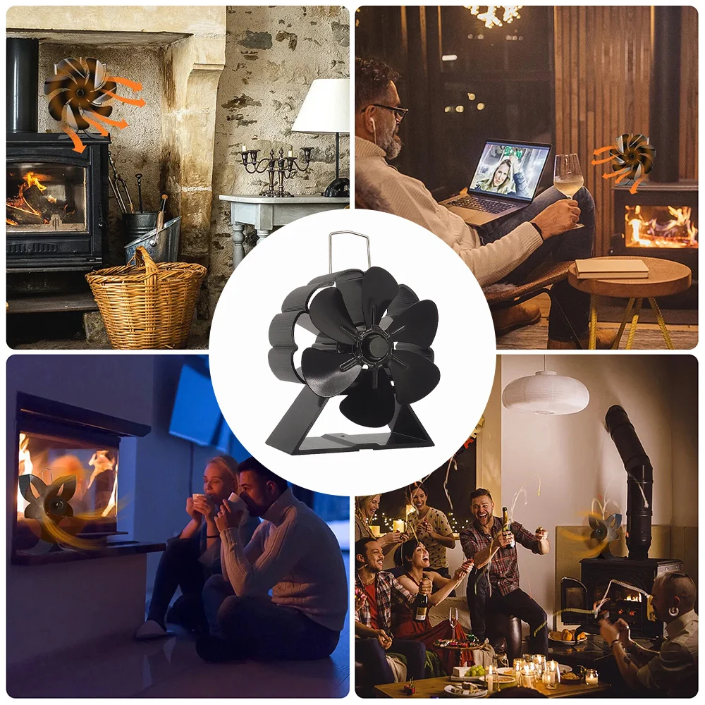 Heat Powered Stove Fan Eco Quiet 6 Blades Log Wood Burner Fireplace Fan Winter Warmer Home Efficient Heat Distribution stove fan