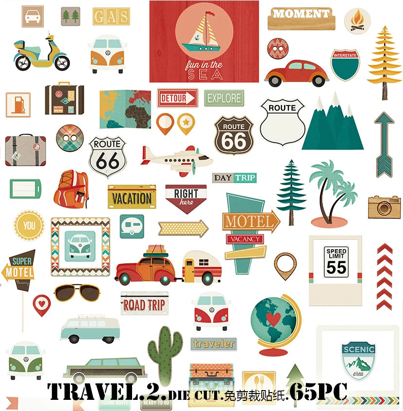 64PCS travel Stickers Crafts And Scrapbooking stickers book Student label  Decorative sticker DIY Stationery