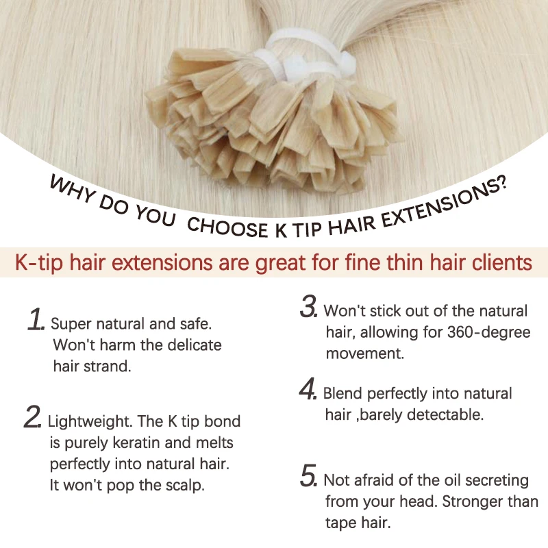 White Blonde #1001 K Tip Hair Extensions Real Human Hair V Tip Keratin Hot Fushion Machie Remy Extensions 12-24 inch hair extensions