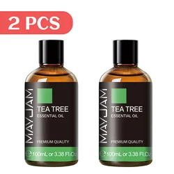 Aromatic Blend Essential Oil Set - Sweet Orange, Vanilla, Geranium, and Clove (100ml Each) with Dropper - 100ml (2pcs Tea tree)