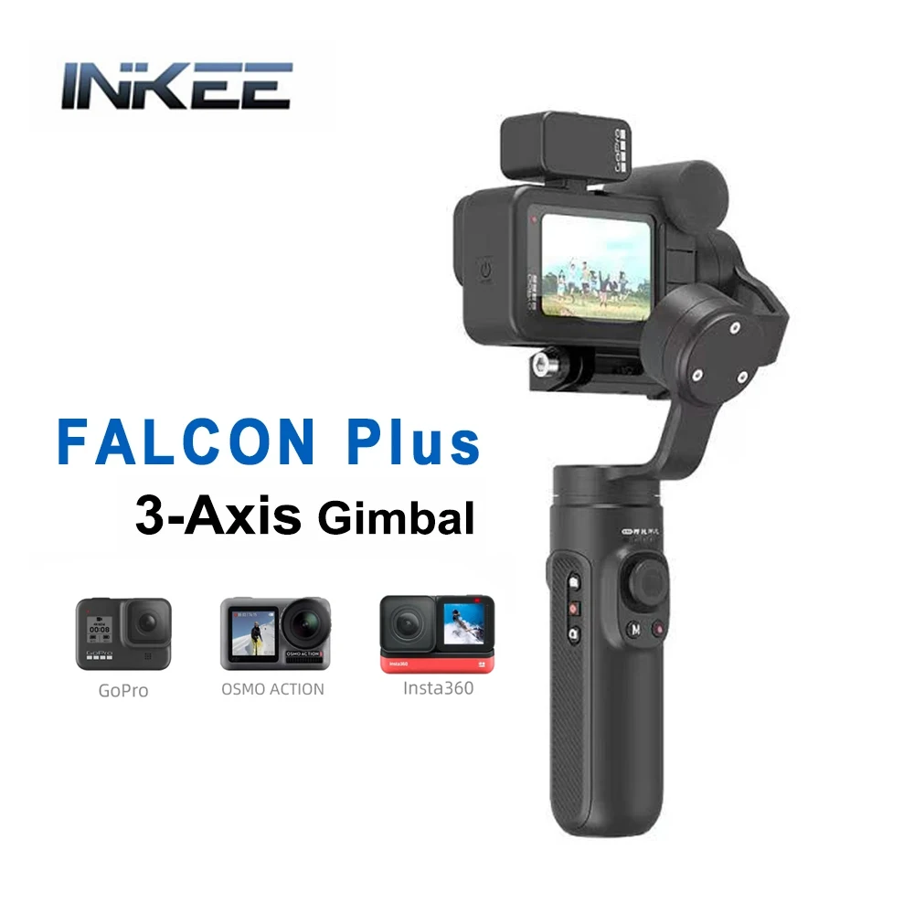 

INKEE FALCON Plus 3-Axis Action Camera Handheld Gimbal Stabilizer Anti-Shake Wireless Control for GoPro 10/9/8/7/6 OSMO Insta360