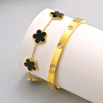 Clover Bracelet Set for Women, Love Gift Bracelets for Wife