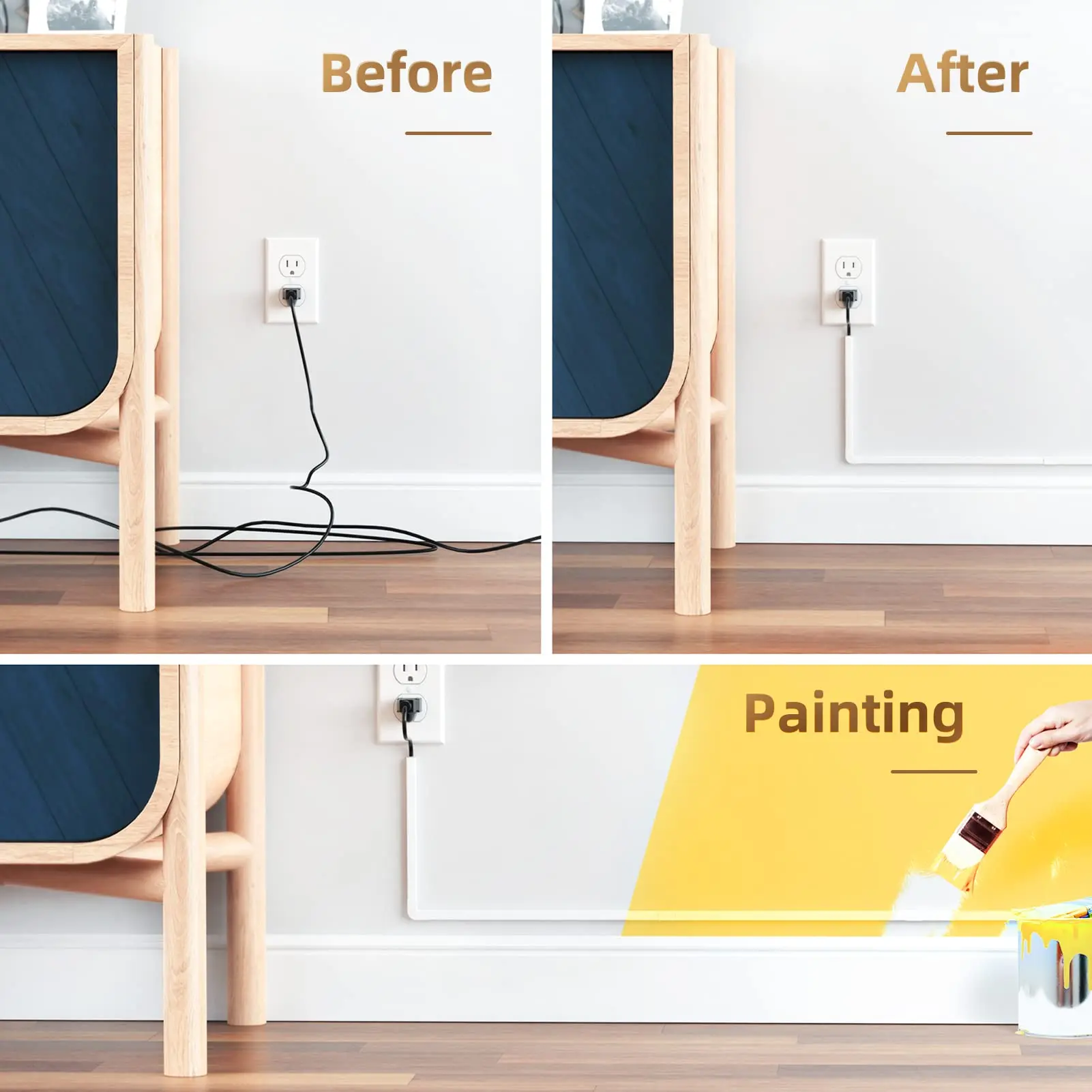 Cord Hider, Delamu One-Cord Channel Cord Cover Wall, Paintable Cable Hider, Wire Hider Covers for Cords, Cable Cover Raceway,