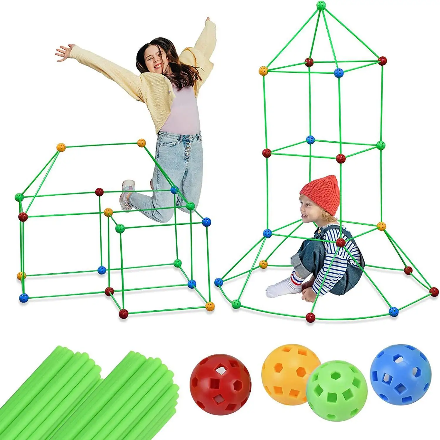 Children's Construction Toy Outdoor Toy Fort Building Kits Construction Creative Castles Tunnels Game Tent Toy for Girls Boys 5