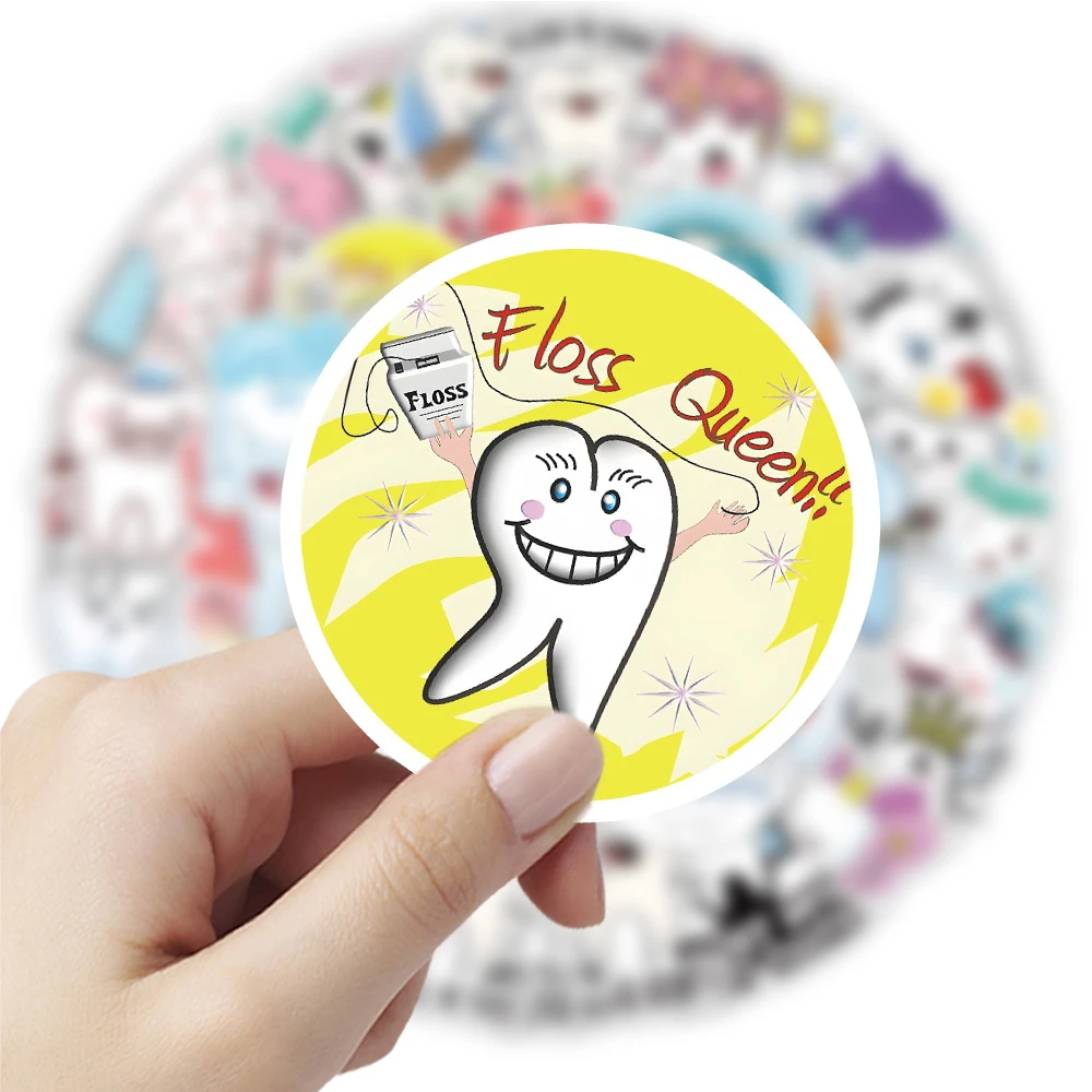 10/30/50pcs Protect Teeth Cartoon Stickers for Kids Waterproof Graffiti Laptop Stationery Luggage Waterproof Cute Sticker Packs