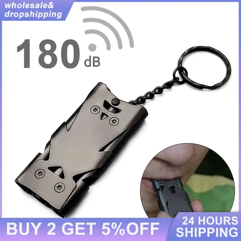 Portable Outdoor Whistle 180 High Decibels Triple Pipe Aluminum Alloy Stainless Camping Hiking Survival Cheerleading Whistle