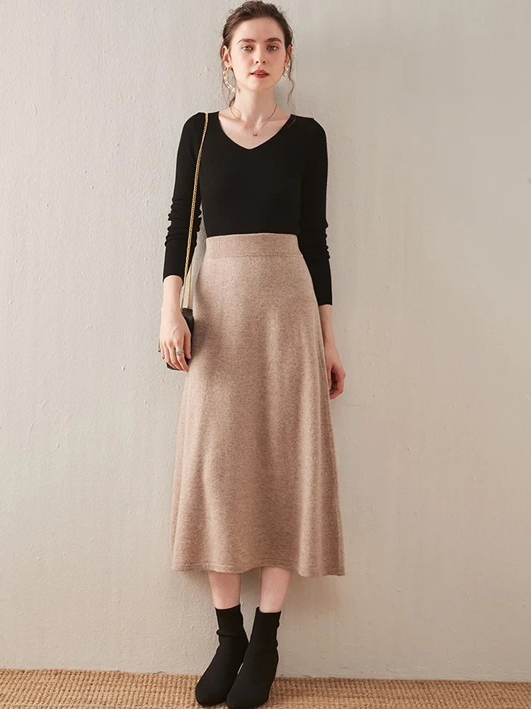 100%Wool Skirts for Women High Waisted Skirt 2023 Women A-Line Elegant Skirts Autumn Pink Midi Skirt New Korean Style Long Skirt бандана buff lightweight merino wool solid night синий 2023 132280 779 10 00