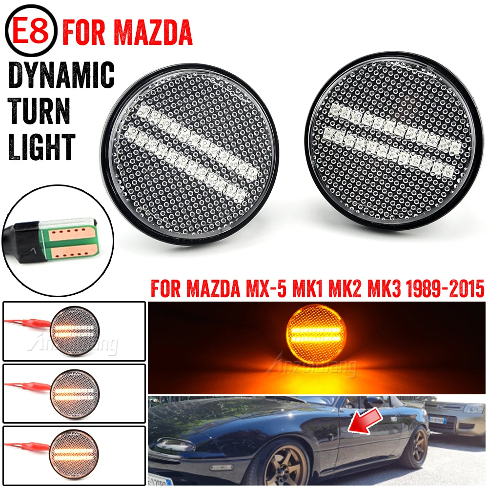 

2PCS For Mazda MX5 MX-5 MK1 MK2 MK3 Turn Signal LED Side Marker Light Repeater Lamp Flowing Indicator 1989 1999 2000-2015