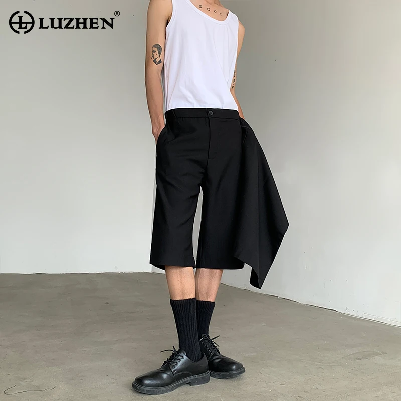 

Индивидуальные Лоскутные Дизайнерские однотонные пятиконечные брюки LUZHEN, оригинальные модные элегантные уличные мужские топы, бесплатная доставка LZ2612