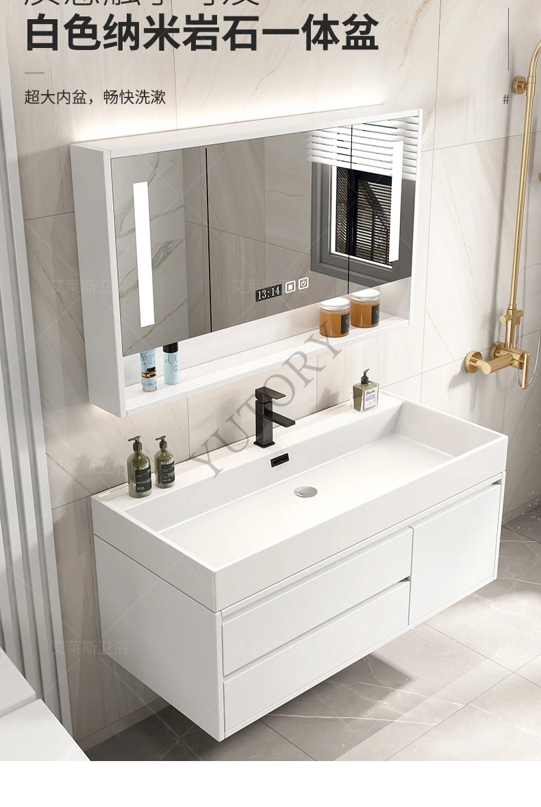White Rock Integrated Basin Bathroom Cabinet Combination Smart, Hand Washbasin Cabinet Washstand Set