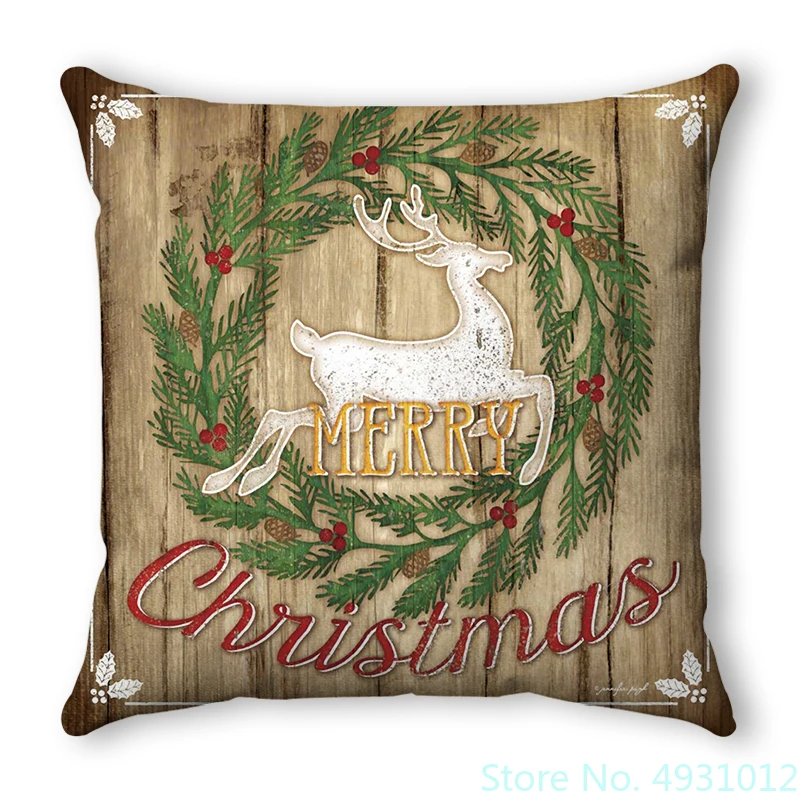 

Merry Christmas Scene Deer Animal Pillowcase Polyester Home Decor Hugging Car Sofa Pillowsham Cushion Cover 45x45cm