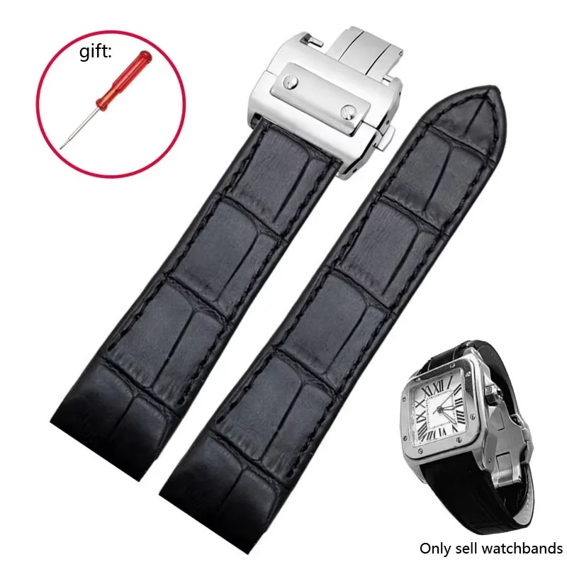 Premium Cowhide Leather Watch Band with Folding Buckle - High-Quality Strap