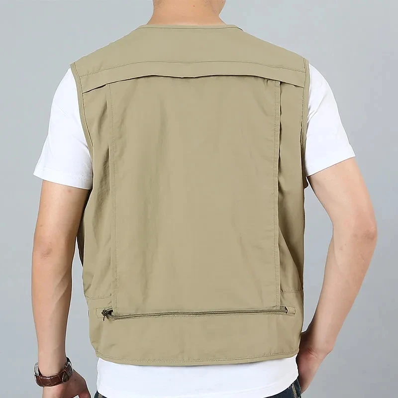 Mens Utility Gilet Cargo Waistcoat Vest Jacket Pocket Solid Hiking Casual  Chic