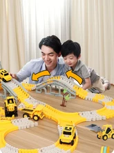  DIY Car Race Magic Rail Track Sets Brain Game Flexible Curved Creates Vehicles Toys Plastic Colored Railroad for Child's Gifts 