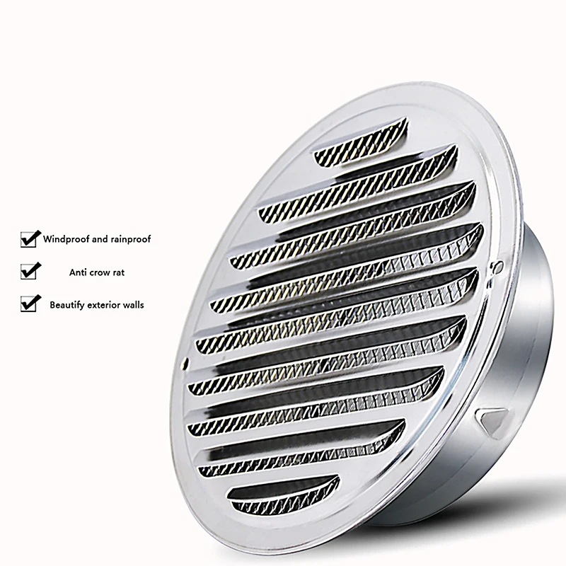 Round 201 Stainless Steel Air Vent Grille Insect Protection 70/80/100/120/150MM Home Exterior Wall Ducting Ventilation Tool