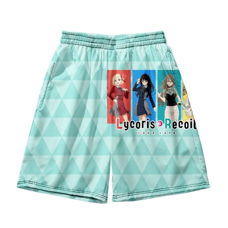 Anime New Series Lycoris Recoil Print Summer Short Classic Printed Gym Shorts Men's Gym Basketball Sports Beach Shorts 3