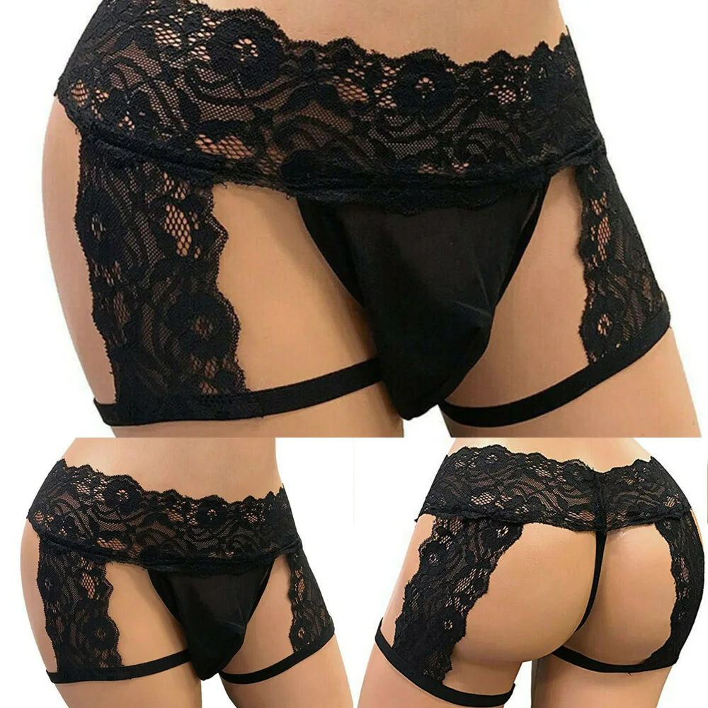 

Sexy Lingerie Men\\'s Lace Sexy Underwear Hollow G-String Thongs Male Gay Sissy Panties Breathable Sex Briefs Porn