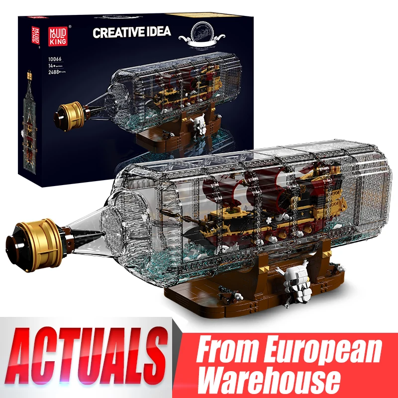 Mold King 10066 Pirate Ship Building Block The Queen Anne'S Revenge In A Bottle Model Assembly Brick Toys Regali Di Natale Per Bambini