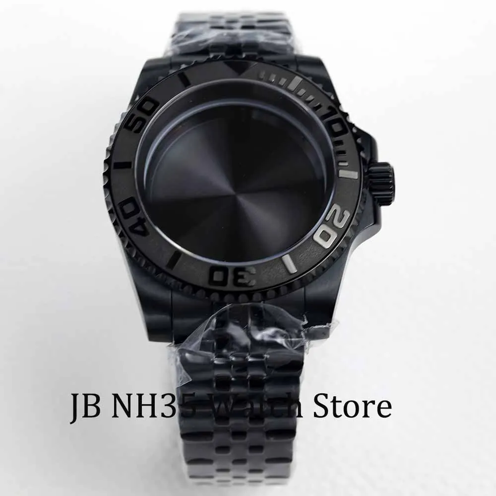 Luxury Black Stainless Steel Men's Watch Case with Sapphire Crystal - Yacht-Master Design, 40mm, Waterproof
