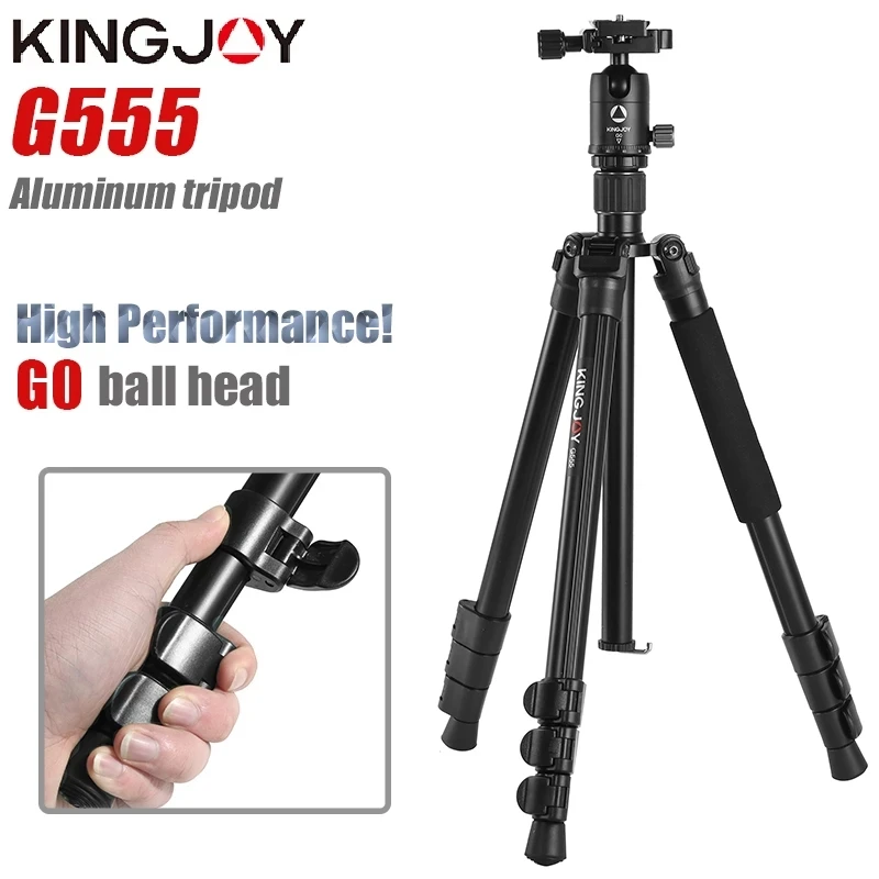 KINGJOY 전문 휴대용 삼각대 키트, 모노포드 스탠드 버클 잠금 볼 헤드, 여행 DSLR 카메라 사진, G555
