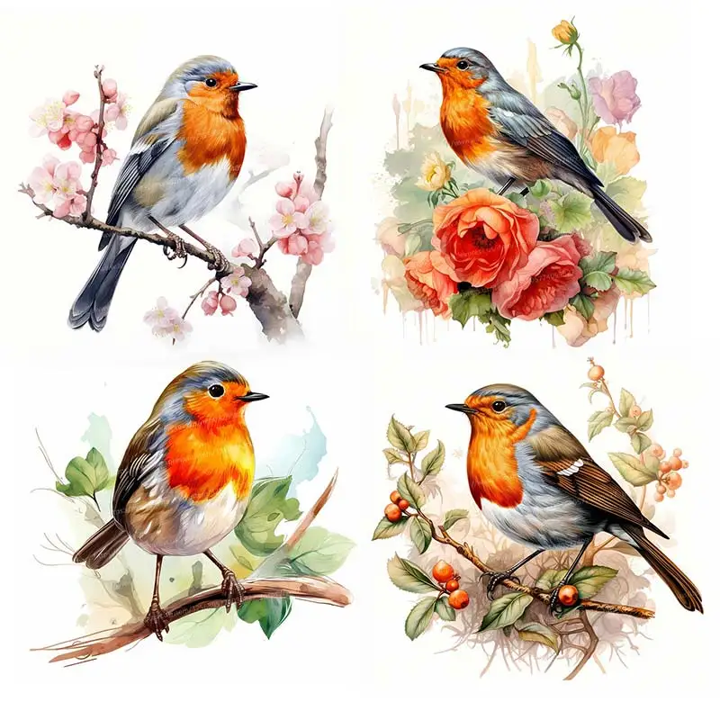 Cute Colorful Robin Bird Wall Sticker Bathroom Living Room Background Decorations Wallpaper Creative Animals Stickers S294 wall stickers,wall sticker