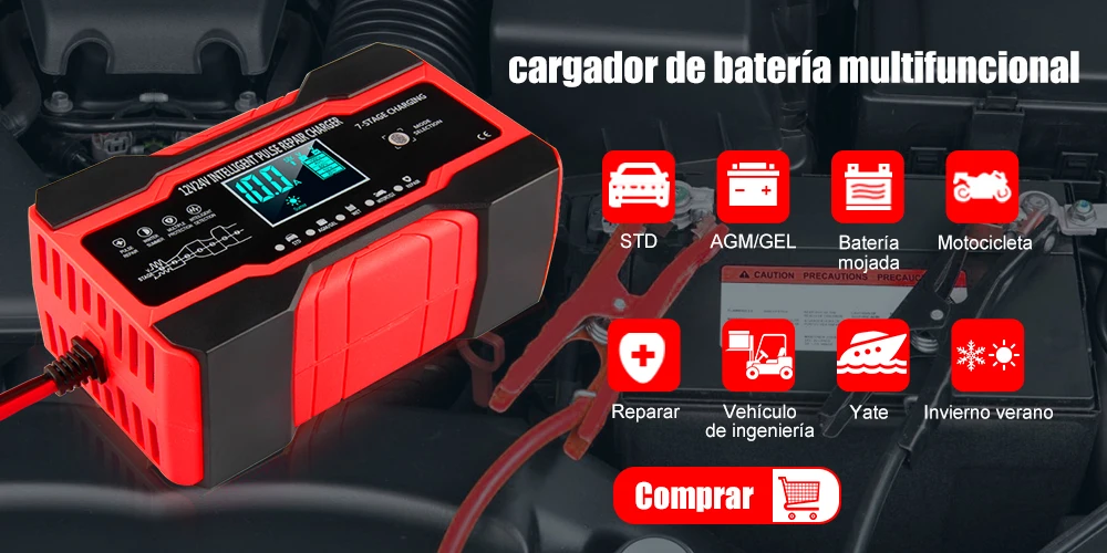 BC2410AL/RT 24V 10A 7Stage AGM GEL SLA SOLAR BATTERY SMART Charger Maintainer 