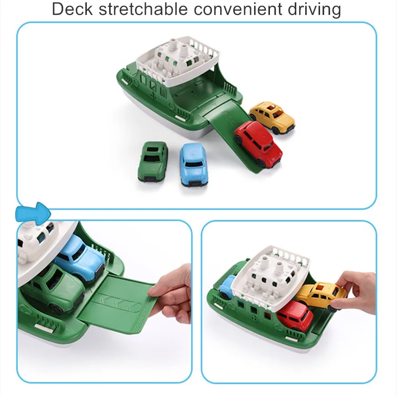 Ferry Boat with 4 Mini Car Bath Swimming Toys Kids Bath Toy Floating Vehicle Bathtub Bathroom Pool Beach Toy Set for Toddlers 5