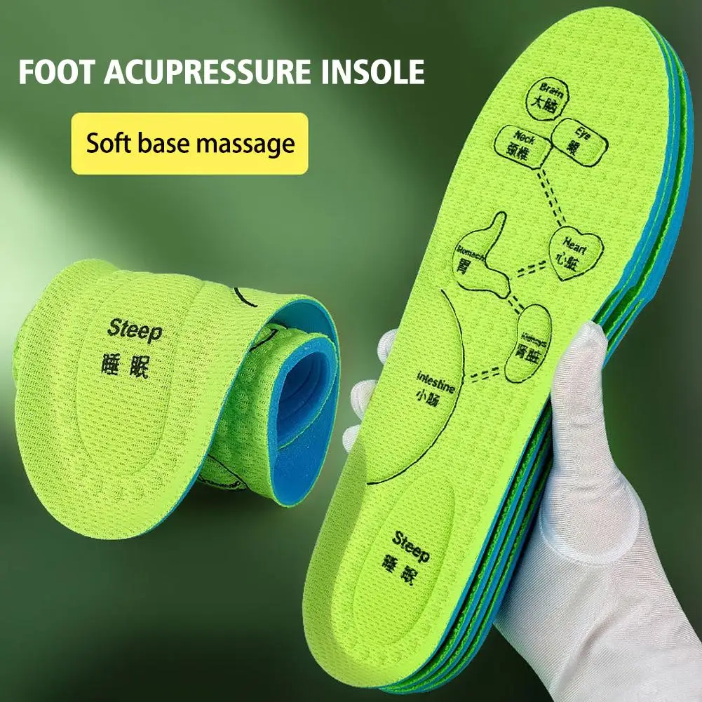 

Foot Acupressure Insole Men Women Soft Comfortable Breathable Pads Insole Massage Absorbing Acupoint Sweat Deodorant Shoe P9U1