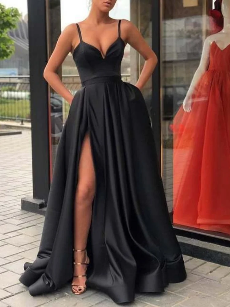 Wmstar Dress Women Wholesale Spring Amazon European American Slimming Color Halter Tailline Banquet Satin Dresses Summer 2025