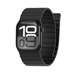 Premium Ultra - Wide Magnetic Leather Loop Watch Strap - 44mm45mm46mm49mm (Black)