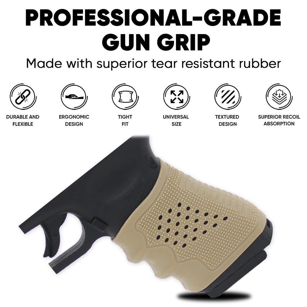 Tactical Pistol Holster Rubber Grip Glove Sleeve 2Pcs Anti-Slip for Glock 17 19 23 Airsoft Hunting