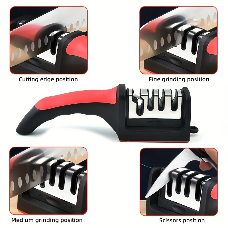 Multifunctional Kitchen Knife and Scissor Sharpener with Fast Grinding Stone