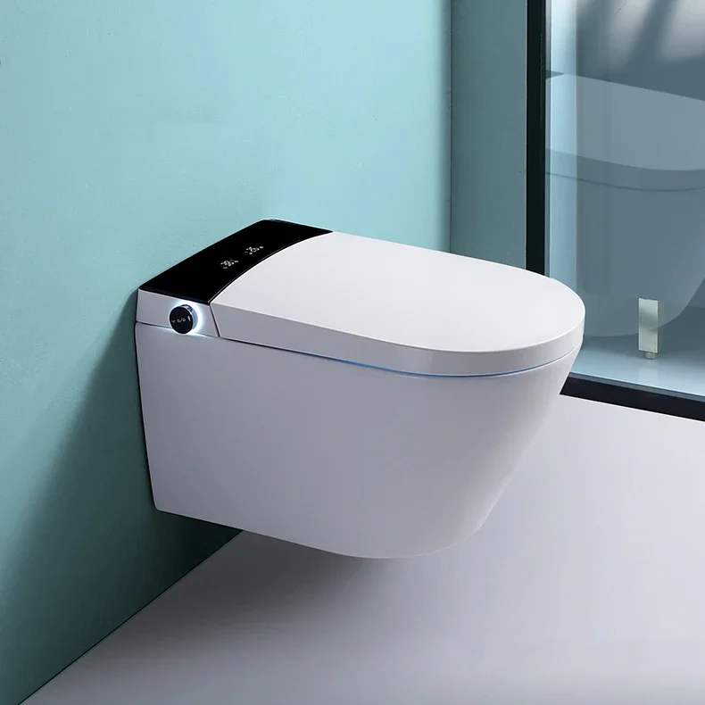YYHC-Modern luxury hanging wall mounted european bathroom ceramic intelligent automatic wc black wall hung smart toilet 6